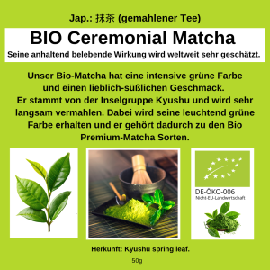 0047- BIO JAPAN SUPERIOR- CEREMONIAL MATCHA (50g/Standbodenbeutel) - GRÜNER TEE