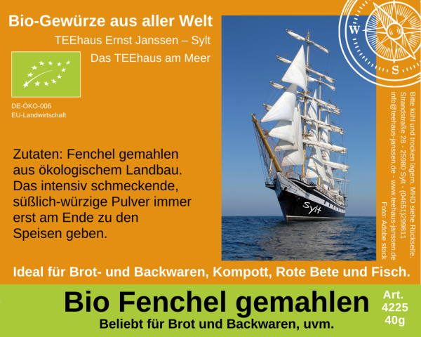 4225 - BIO FENCHEL- GEMAHLEN- 40g