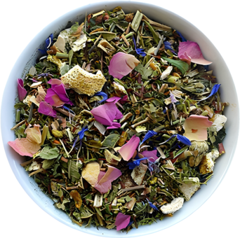 Eine Schüssel mit getrocknetem Tee